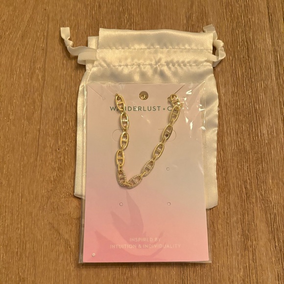 WANDERLUST + CO 14-18K Gold/Rhodium Plated Multi Link Anchor Chain Bracelet BNIP - Picture 2 of 9